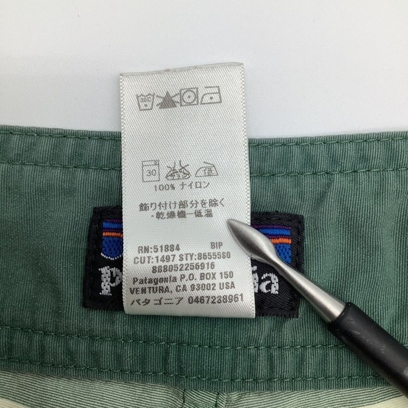 Patagonia‎ Mens Board Shorts Green Striped Size 31 - Picture 7 of 7